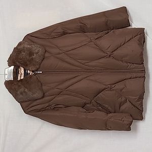 Utex Down Filled Puffer Faux Fur Removeable Collar Winter Ski Snow Jacket Sz XL